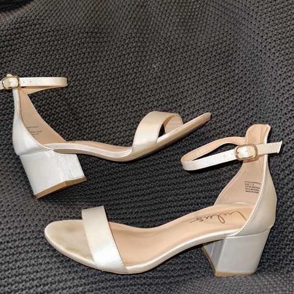 Lulus Shoes - Lulus Harper ivory satin ankle strap heels size 7.5